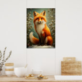 Red fox in winter forest poster (Küche)