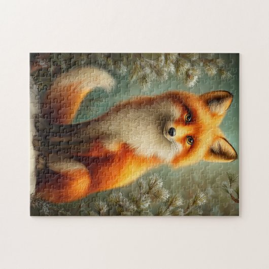 Red fox in winter forest puzzle (Horizontal)
