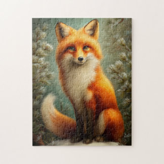 Red fox in winter forest puzzle