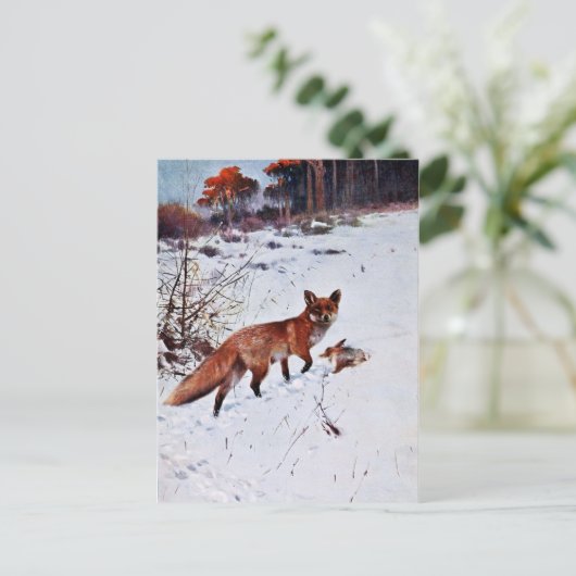 Red Fox Jagd Kunst Postkarte (Stehend Vorderseite)