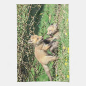 Red Fox Kits Playing Geschirrtuch (Vertikal)
