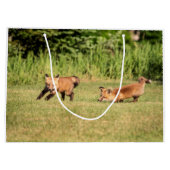 Red Fox Kits Playing Große Geschenktüte (Rückseite)