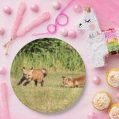 Red Fox Kits Playing Pappteller (Party)