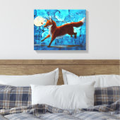 Red Fox Kitsune Surreal Fantasy on Blue Leinwanddruck (Insitu (Schlafzimmer))