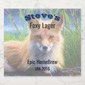 Red Fox Lager Homebrew Personalisiert Bierflaschenetikett (Einzelnes Label)