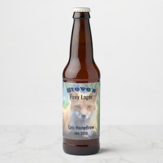 Red Fox Lager Homebrew Personalisiert Bierflaschenetikett (Vorderseite)
