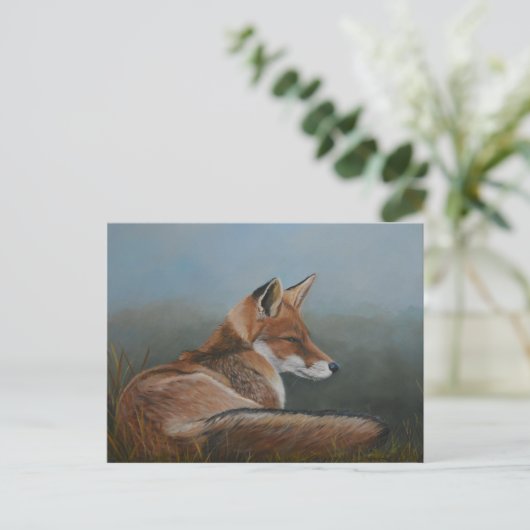 Red Fox Lay Low Animal Art Postcard Postkarte (Stehend Vorderseite)