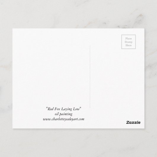 Red Fox Lay Low Animal Art Postcard Postkarte (Rückseite)