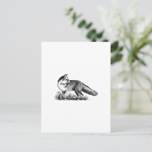Red Fox (Line Art) Postkarte (Stehend Vorderseite)