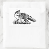 Red Fox (Line Art) Rechteckiger Aufkleber (Tasche)
