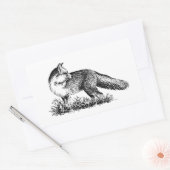 Red Fox (Line Art) Rechteckiger Aufkleber (Umschlag)