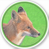 Red Fox Malerei - Original Wildlife Art Aufkleber (Vorderseite)