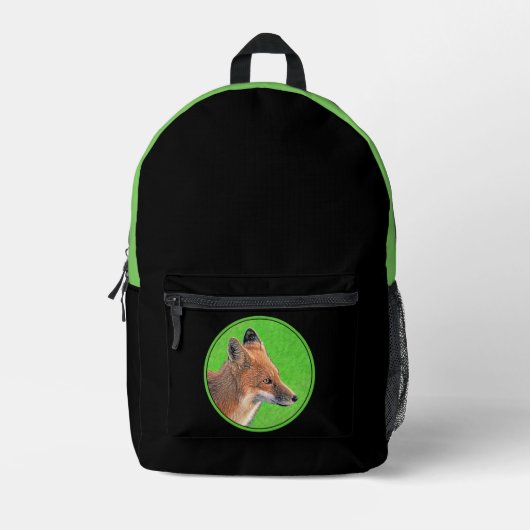 Red Fox Malerei - Original Wildlife Art Bedruckter Rucksack (Vorderseite)