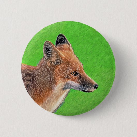 Red Fox Malerei - Original Wildlife Art Button (Vorderseite)
