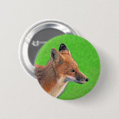 Red Fox Malerei - Original Wildlife Art Button (Vorne & Hinten)
