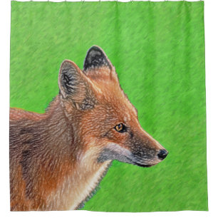 Red Fox Malerei - Original Wildlife Art Duschvorhang