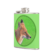 Red Fox Malerei - Original Wildlife Art Flachmann (Links)