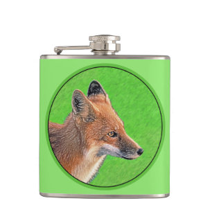 Red Fox Malerei - Original Wildlife Art Flachmann