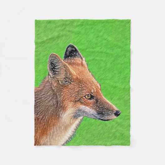Red Fox Malerei - Original Wildlife Art Fleecedecke (Vorderseite)