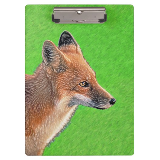 Red Fox Malerei - Original Wildlife Art Klemmbrett (Vorderseite)