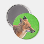 Red Fox Malerei - Original Wildlife Art Magnet (Vorderseite/Rückseite)