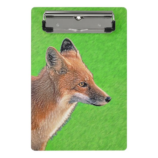 Red Fox Malerei - Original Wildlife Art Mini Klemmbrett (Vorderseite)