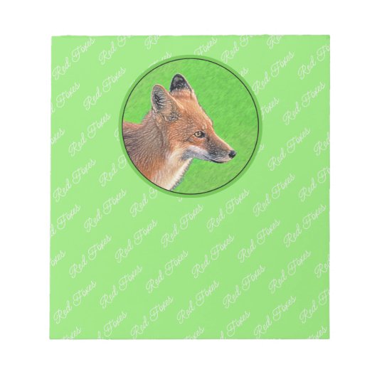 Red Fox Malerei - Original Wildlife Art Notizblock (Vorderseite)