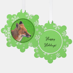 Red Fox Malerei - Original Wildlife Art Ornament Karte