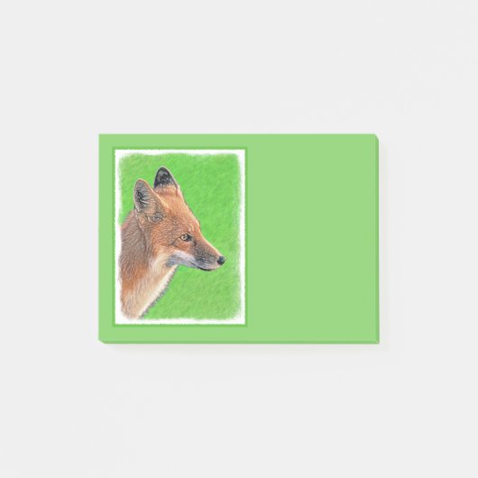 Red Fox Malerei - Original Wildlife Art Post-it Klebezettel (Vorderseite)