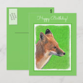 Red Fox Malerei - Original Wildlife Art Postkarte (Vorne/Hinten)