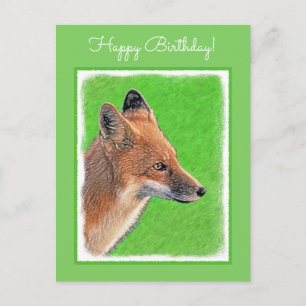 Red Fox Malerei - Original Wildlife Art Postkarte