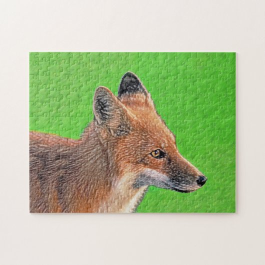 Red Fox Malerei - Original Wildlife Art Puzzle (Horizontal)