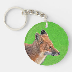 Red Fox Malerei - Original Wildlife Art Schlüsselanhänger