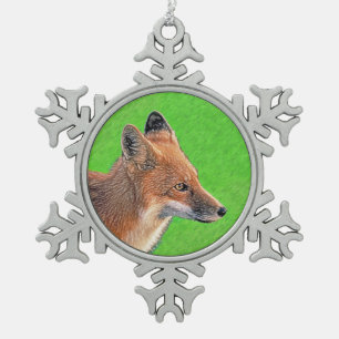 Red Fox Malerei - Original Wildlife Art Schneeflocken Zinn-Ornament