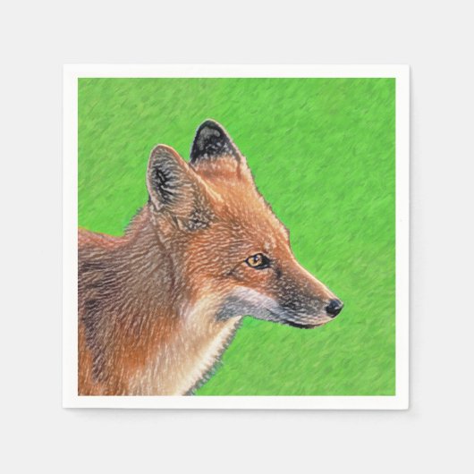 Red Fox Malerei - Original Wildlife Art Serviette (Vorderseite)