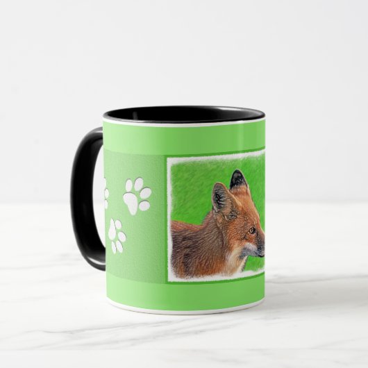 Red Fox Malerei - Original Wildlife Art Tasse (Vorderseite Links)