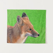 Red Fox Malerei - Original Wildlife Art Wandteppich (Vorderseite (Horizontal))