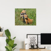 Red Fox Mama und Kit Poster (Heimbüro)