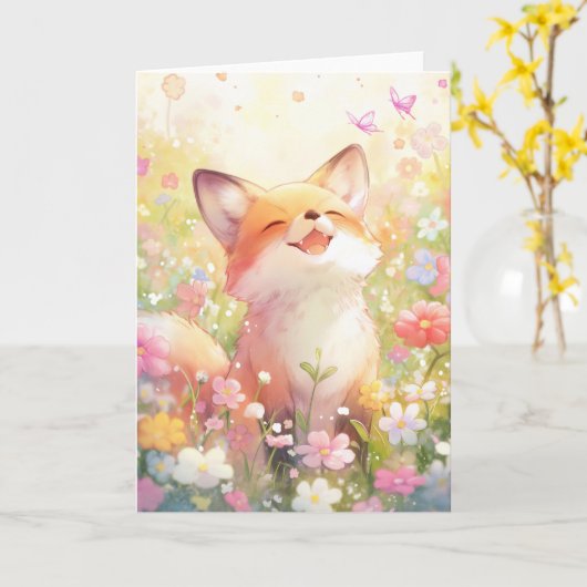 Red Fox Meadow Melody Karte (Gelbe Blume)