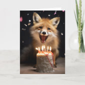 Red Fox mit Birthday Cake - Karte (Vorderseite)