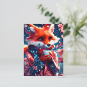 Red Fox mit einem Kaffeekirschenfrühling Postkarte (Stehend Vorderseite)