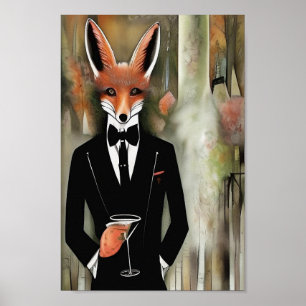 Red Fox mit Martini Poster