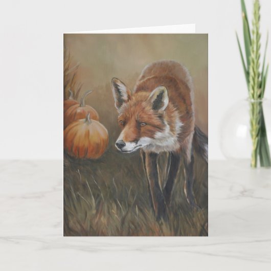 Red Fox mit Pumpkins Art Grußkarte Karte (Vorderseite)