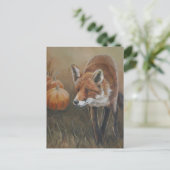 Red Fox mit Pumpkins Art Postcard Postkarte (Stehend Vorderseite)