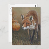 Red Fox mit Pumpkins Art Postcard Postkarte (Vorne/Hinten)