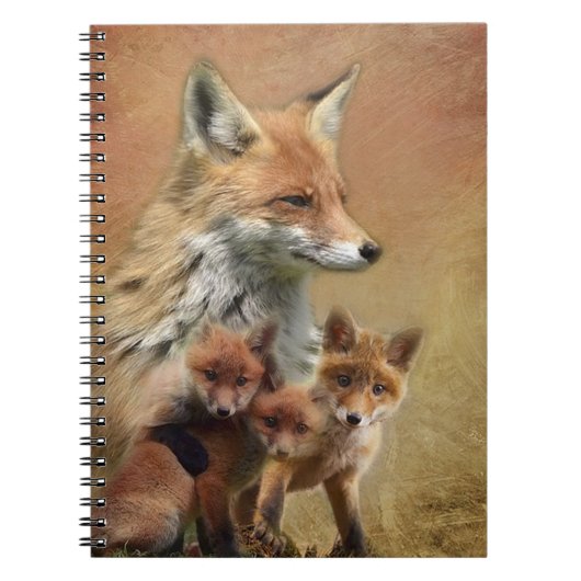 Red Fox Momma und Cubs Notizblock (Vorderseite)