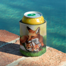 Red Fox Mutter und Kits im Gras