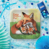 Red Fox Mutter und Kits im Gras Pappteller (Party)