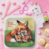 Red Fox Mutter und Kits im Gras Pappteller (Party)