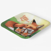 Red Fox Mutter und Kits im Gras Pappteller (Gewinkelt)